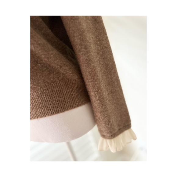 Zara Brown Sweater with Cream Ruffle Collar - Picture 4 of 7